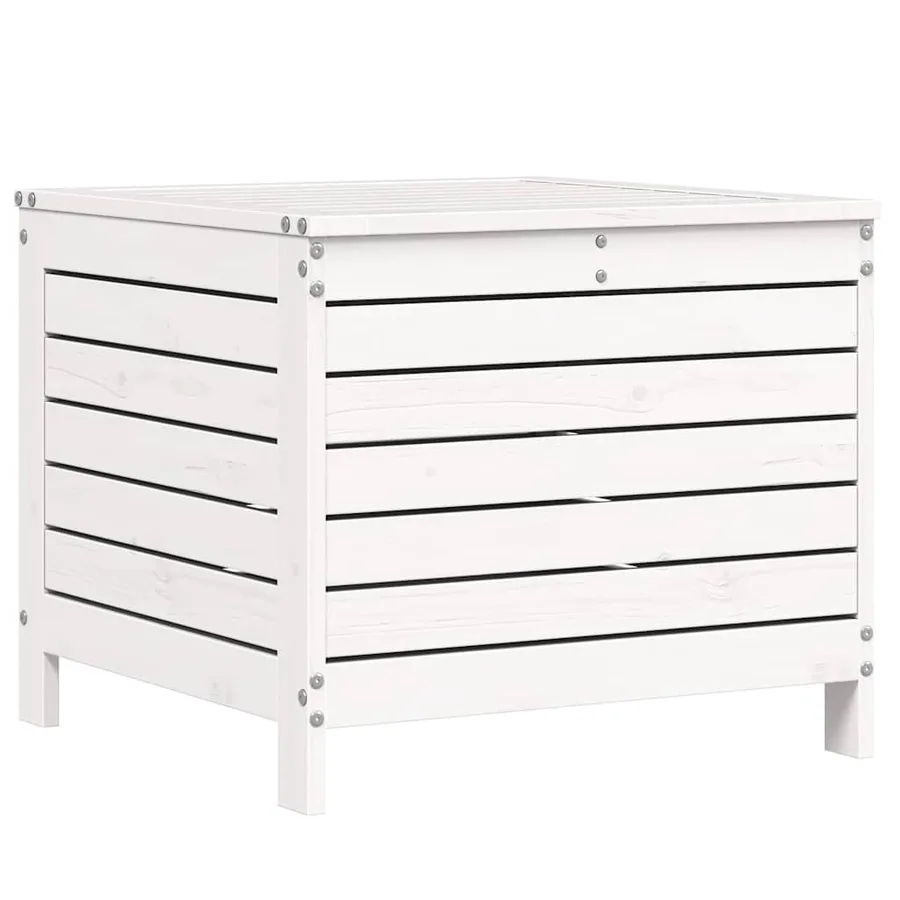 Salon de jardin 7 pcs blanc bois de pin massif - 8