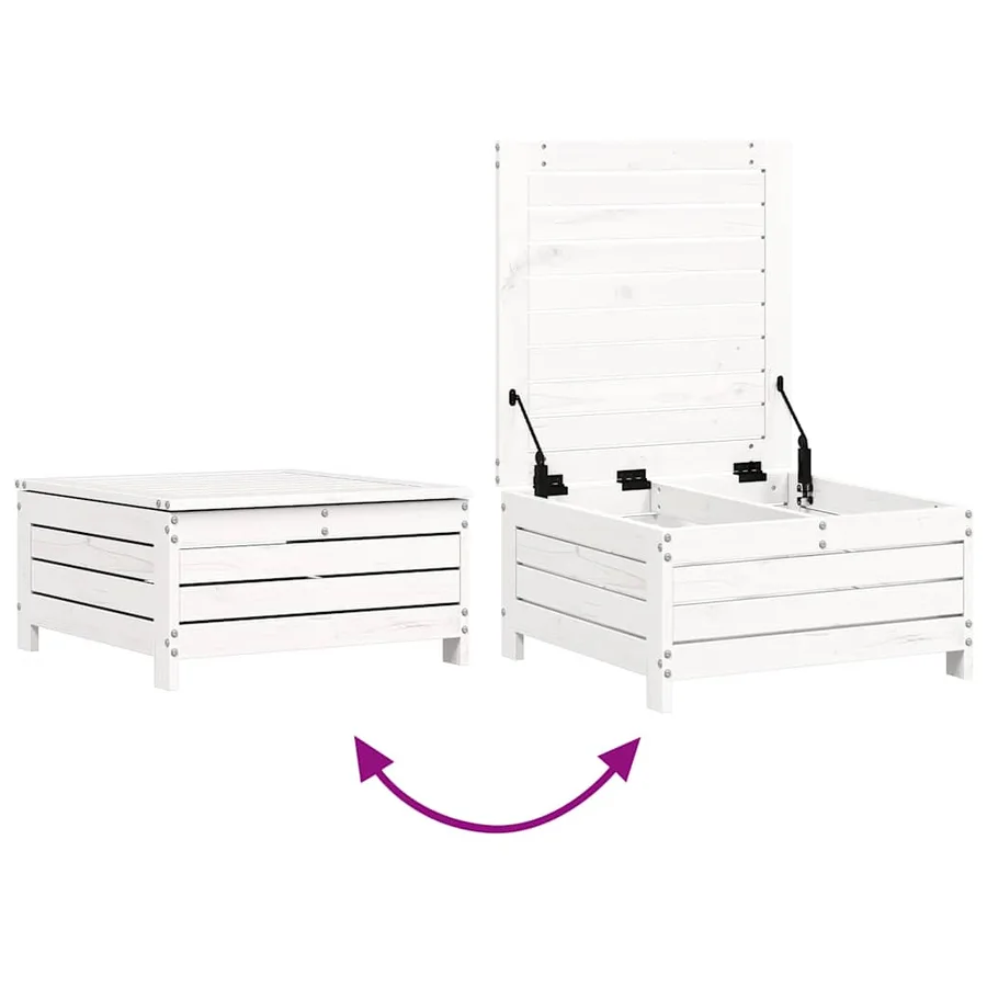 Salon de jardin 7 pcs blanc bois de pin massif - 9