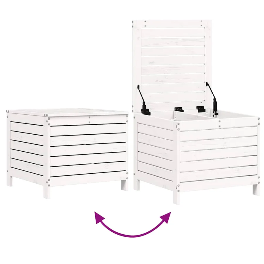 Salon de jardin 6 pcs blanc bois de pin massif - 9