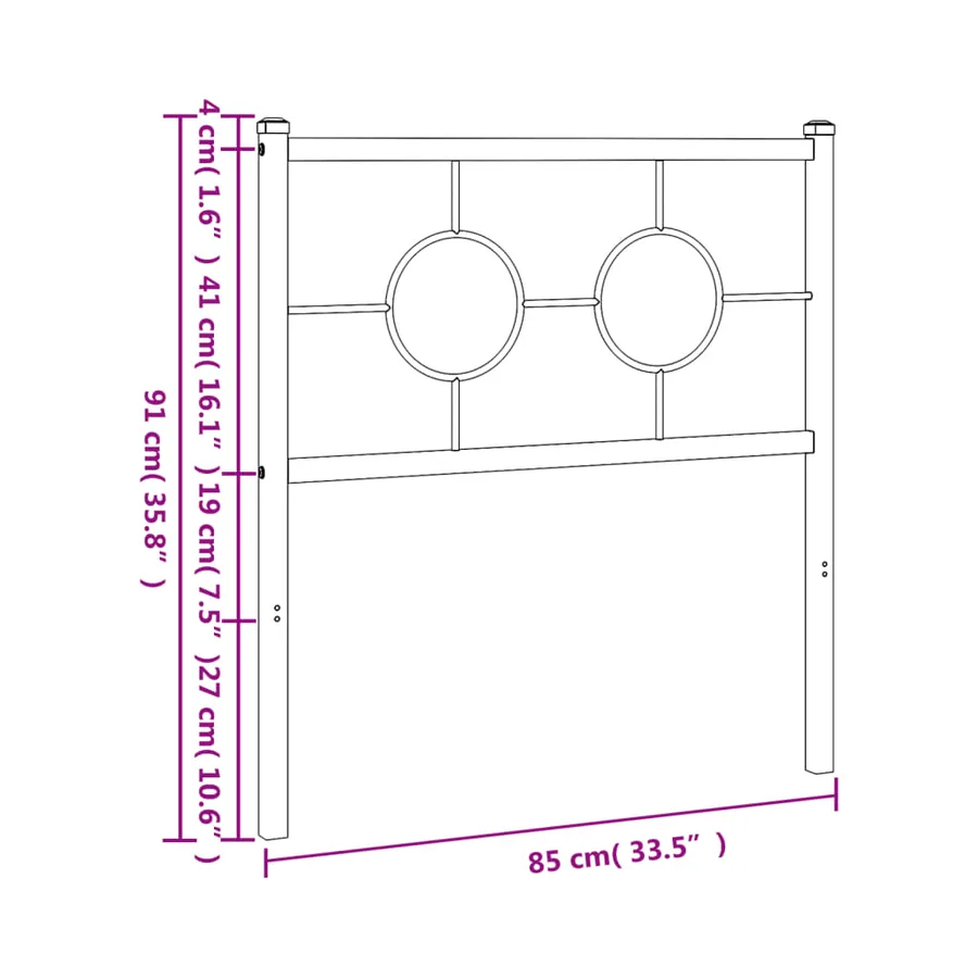 Tête de lit de remplacement métal noir 80 cm - 7