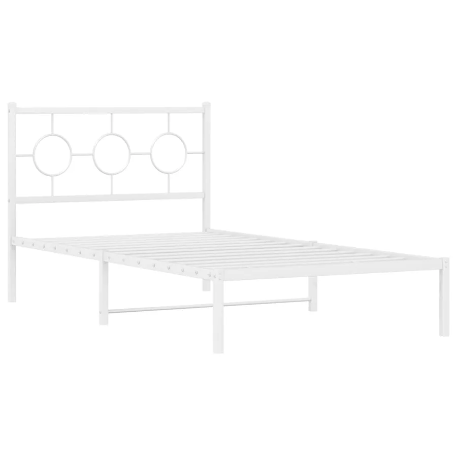 Cadre de lit métal sans matelas et tête de lit blanc 100x200 cm - 3