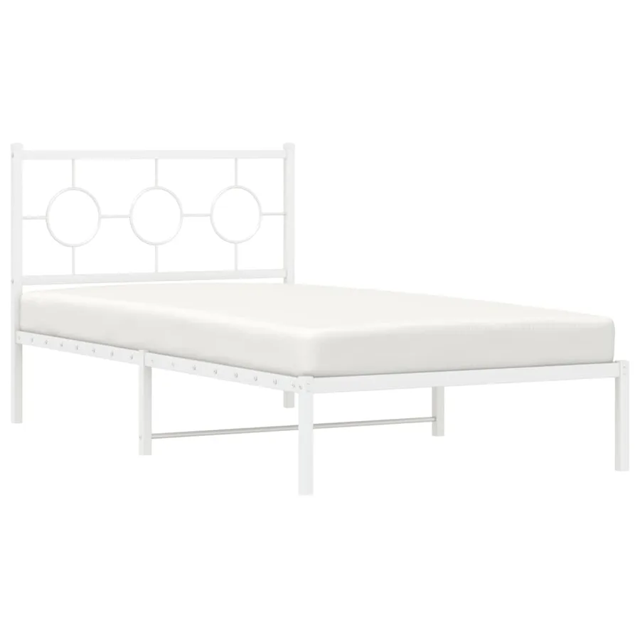 Cadre de lit métal sans matelas et tête de lit blanc 100x200 cm - 4