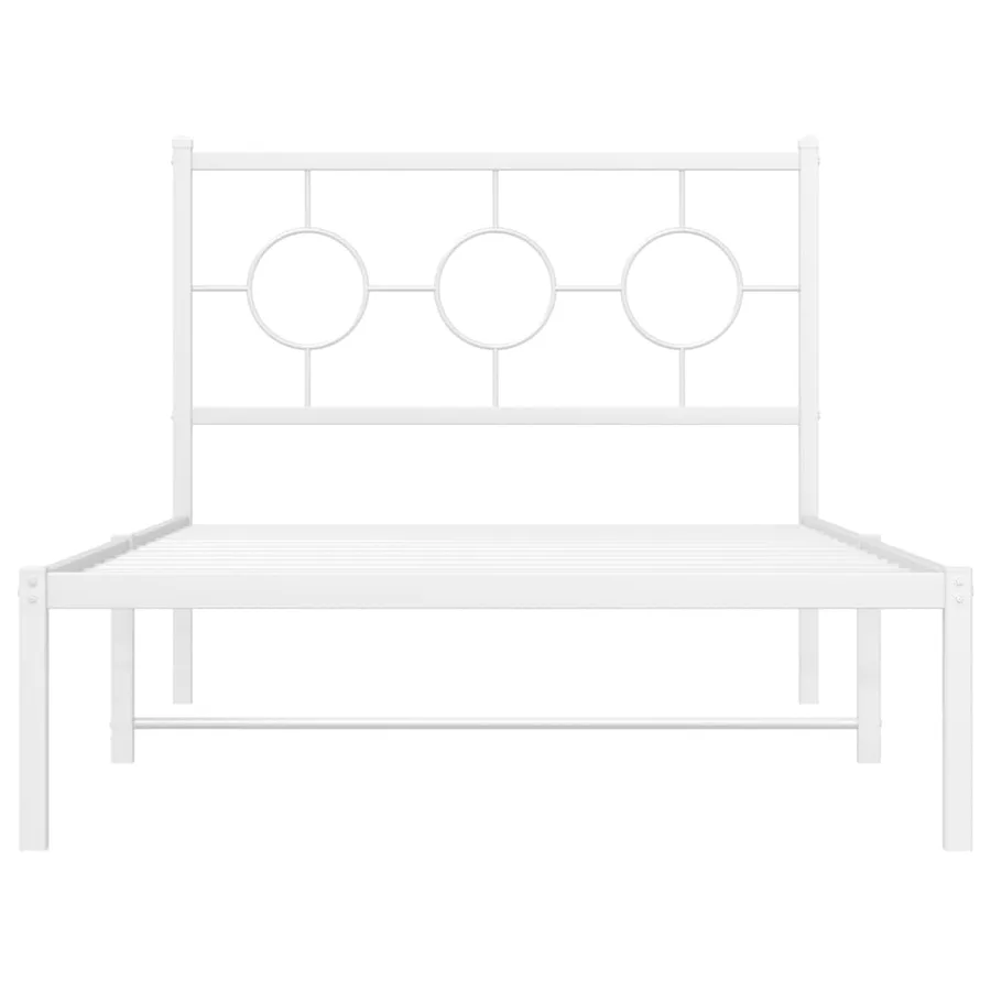 Cadre de lit métal sans matelas et tête de lit blanc 100x200 cm - 5