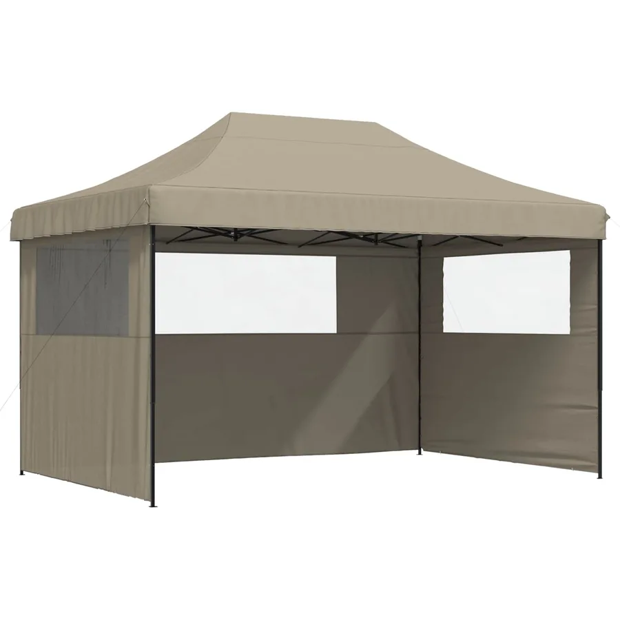 Tente de réception pliable escamotable 3 parois latérales taupe - 2