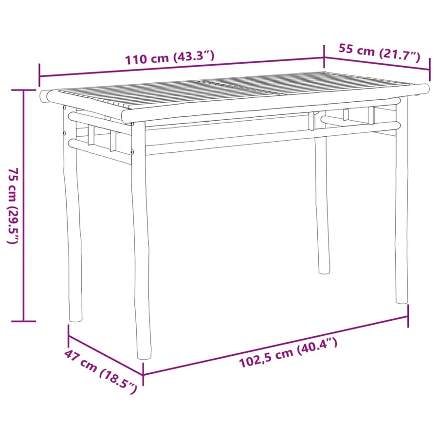 Ensemble à manger de jardin 5 pcs bambou - 10