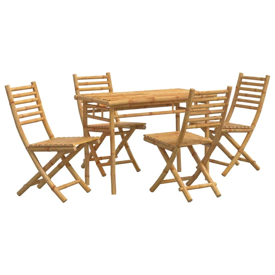 Ensemble à manger de jardin 5 pcs bambou - 2