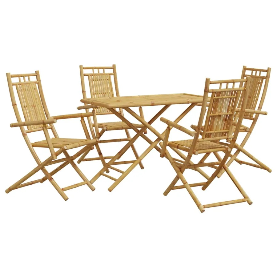 Ensemble à manger de jardin 5 pcs bambou - 2