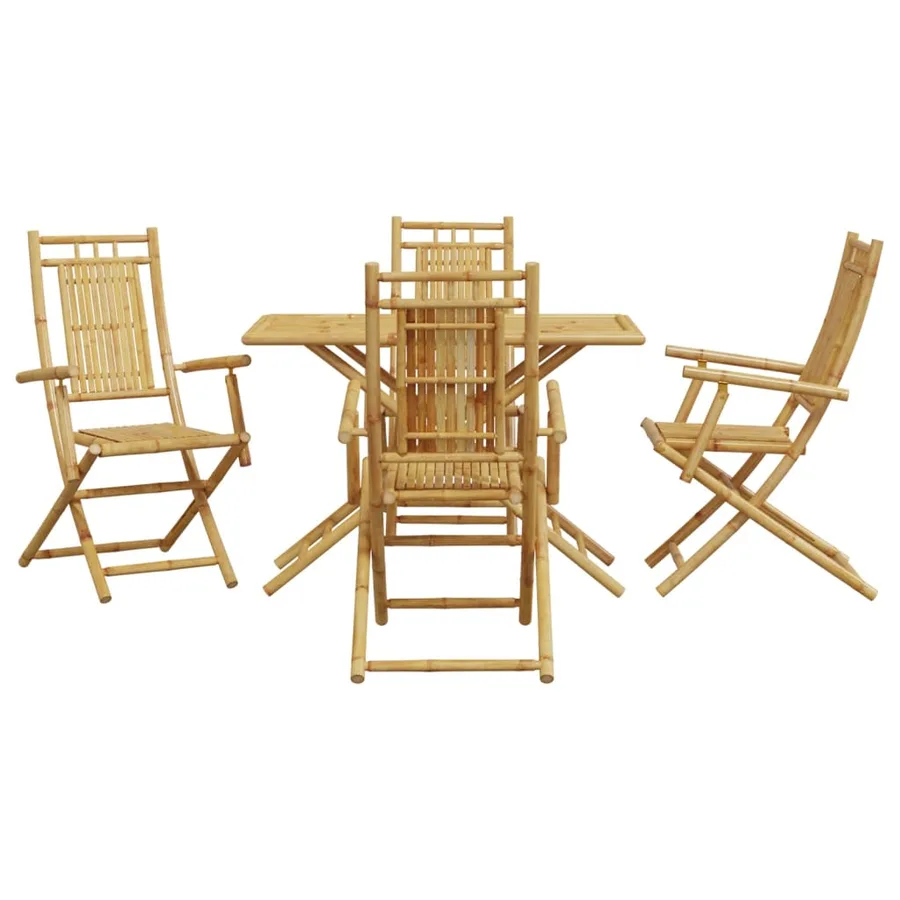 Ensemble à manger de jardin 5 pcs bambou - 3