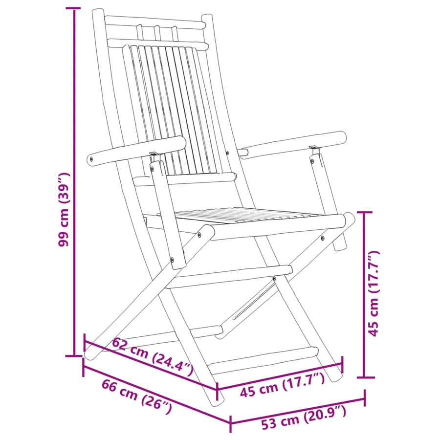 Ensemble à manger de jardin 5 pcs bambou - 9