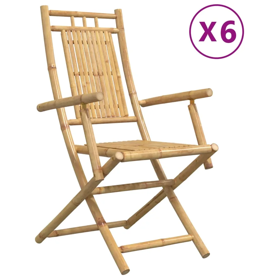 Chaises pliables de jardin lot de 6 53x66x99 cm bambou - 2