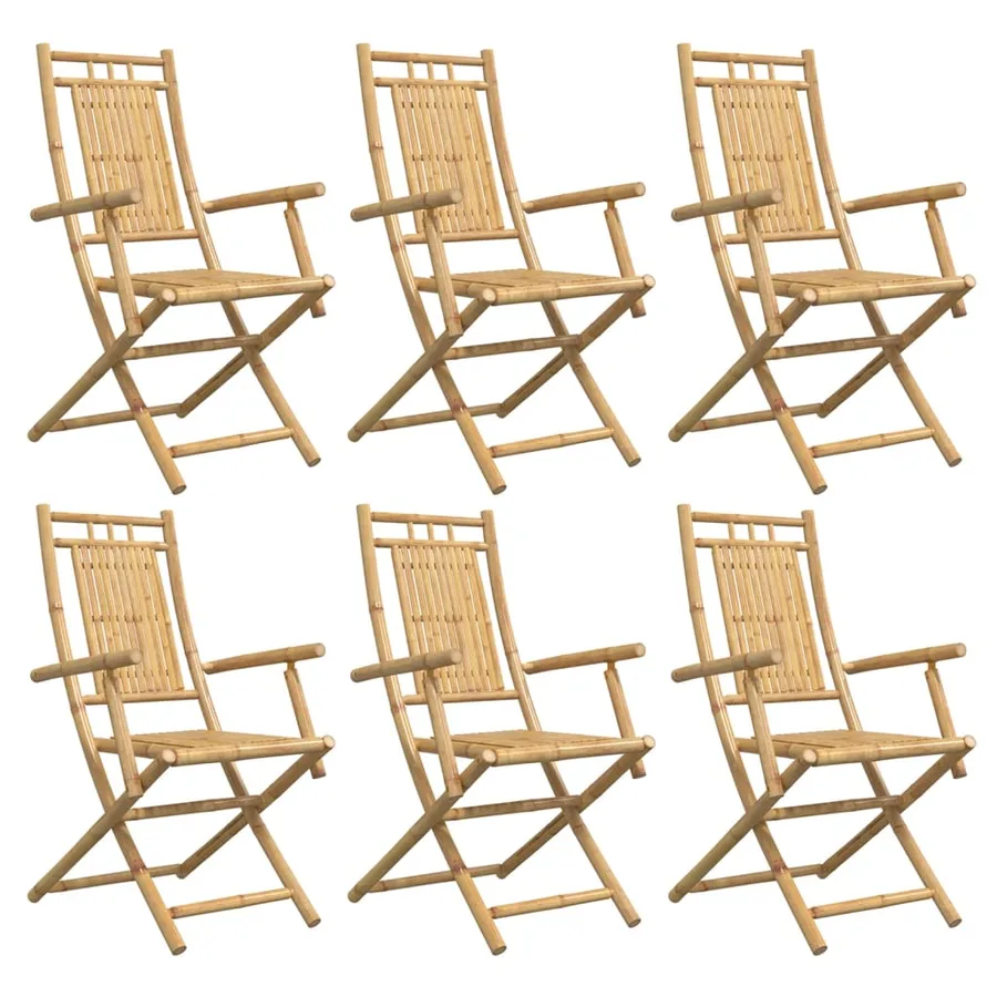 Chaises pliables de jardin lot de 6 53x66x99 cm bambou - 4