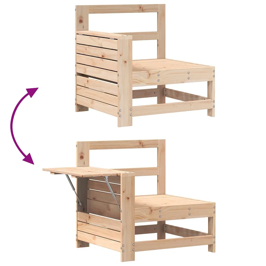 Canapé de jardin accoudoir avec table d'appoint bois massif pin - 7