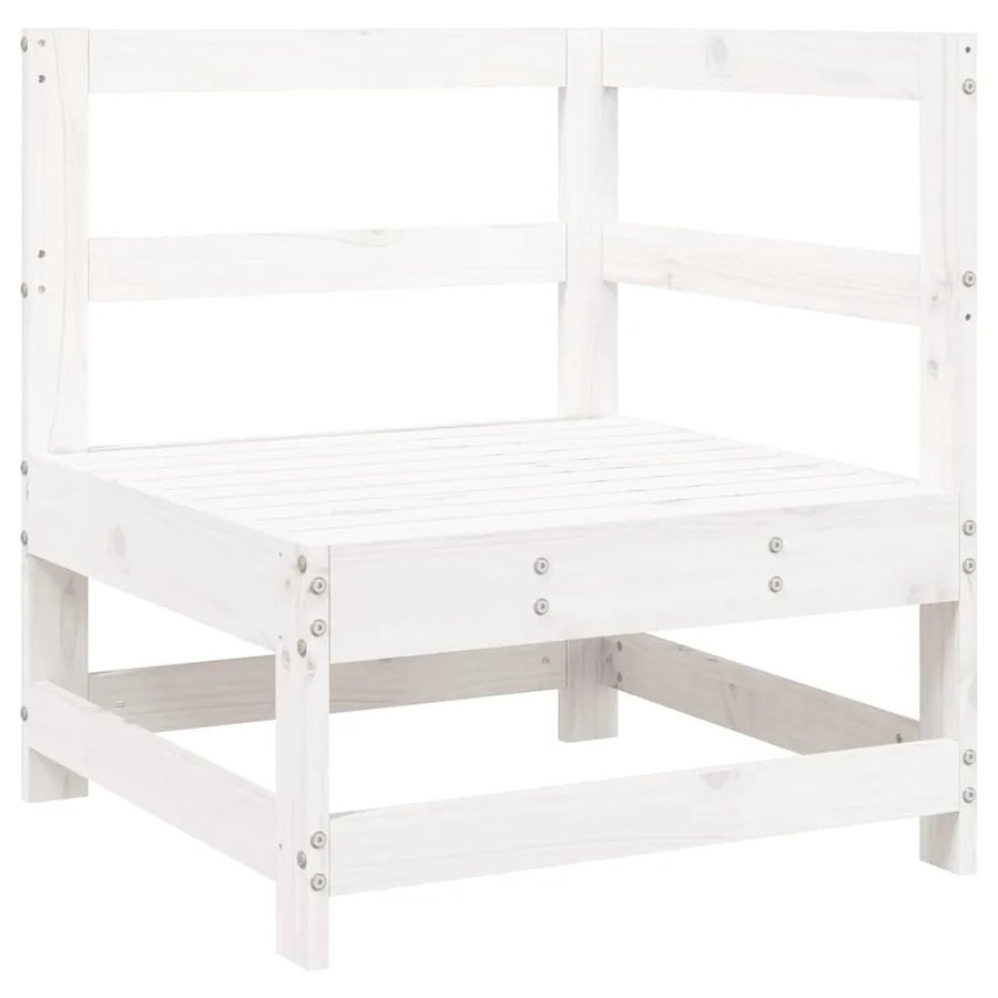 Salon de jardin 8 pcs blanc bois de pin massif - 4