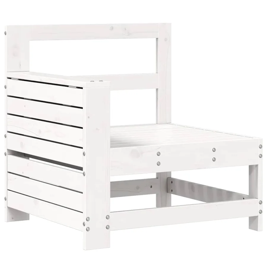 Salon de jardin 8 pcs blanc bois de pin massif - 5