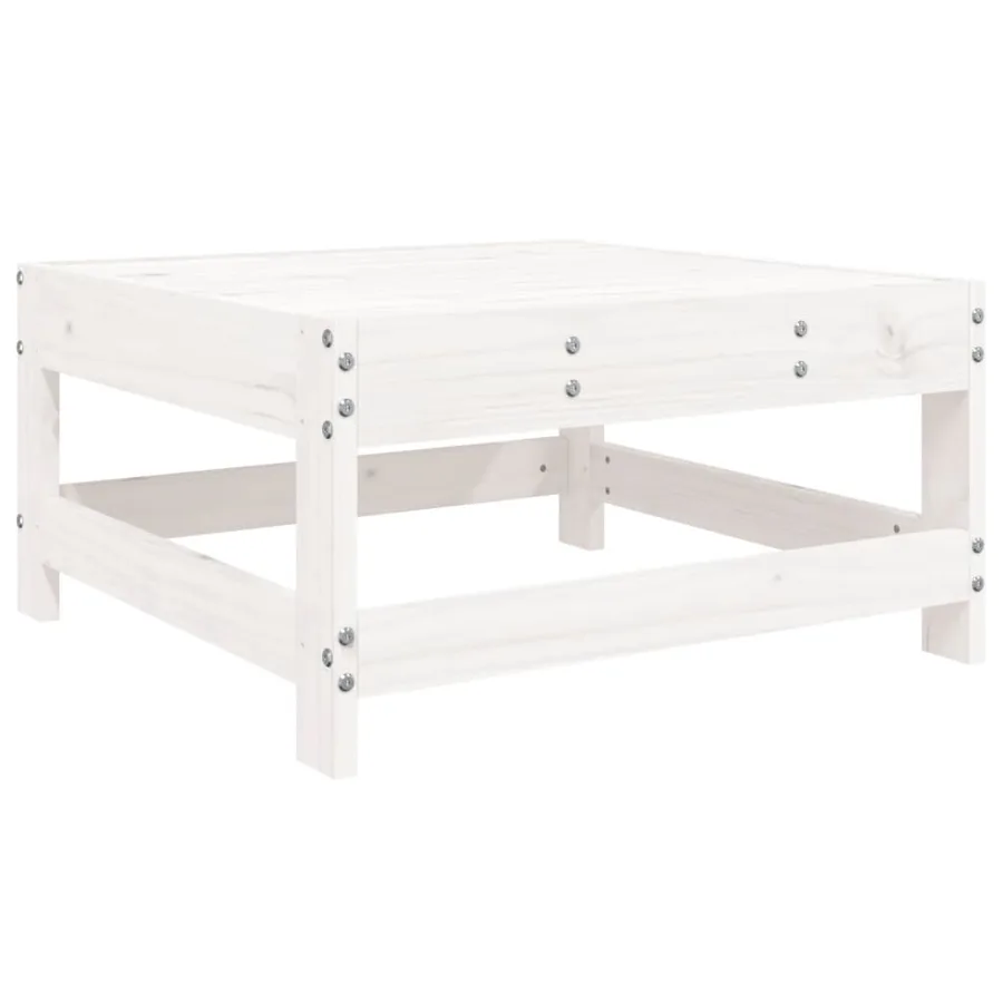 Salon de jardin 8 pcs blanc bois de pin massif - 7