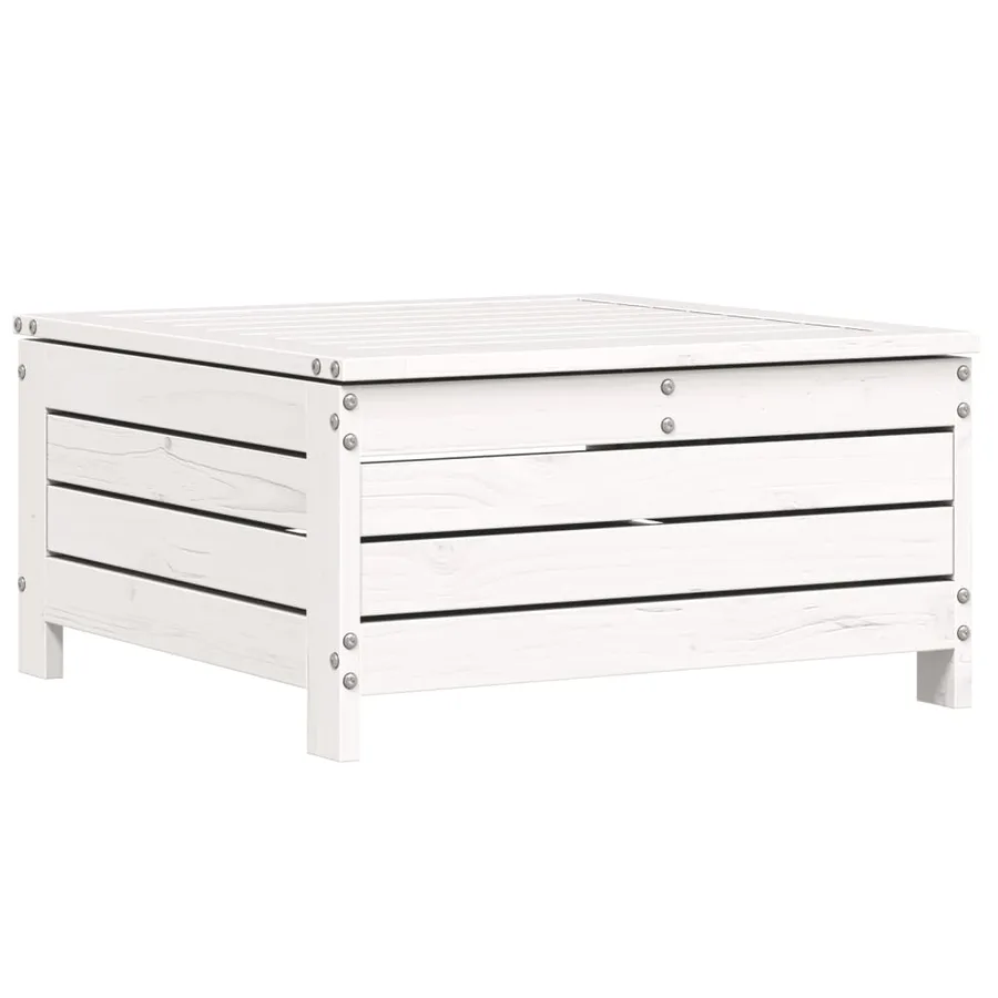 Salon de jardin 8 pcs blanc bois de pin massif - 8