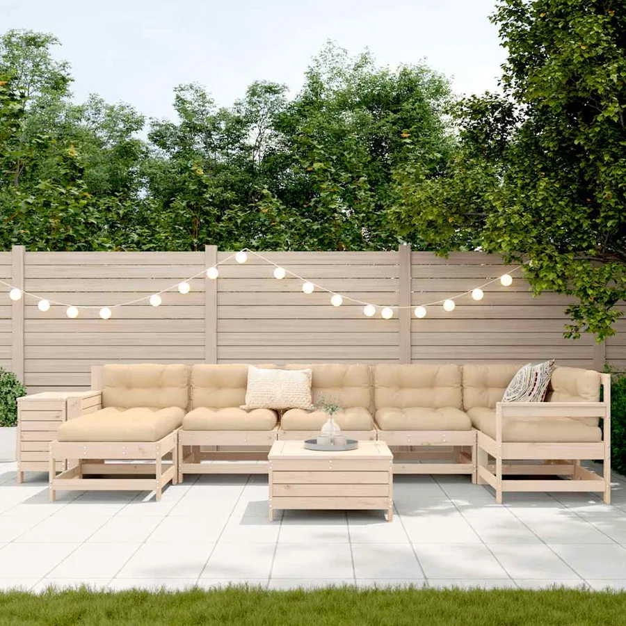 Salon de jardin 9 pcs bois de pin massif - 3