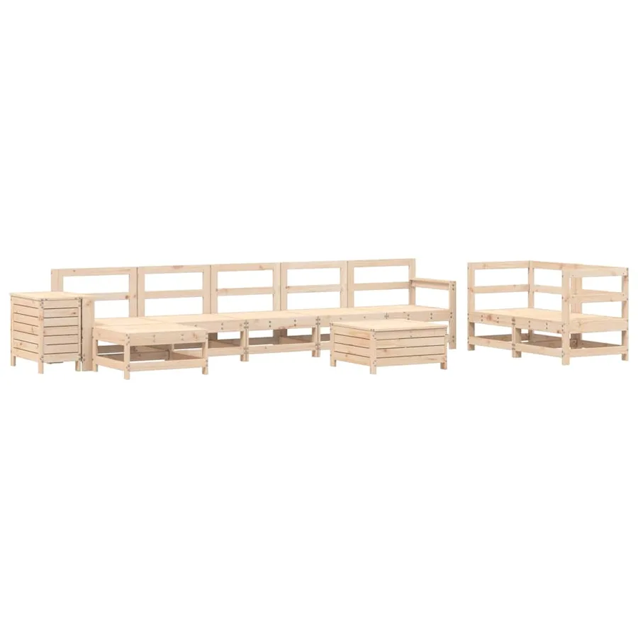 Salon de jardin 10 pcs bois de pin massif - 2