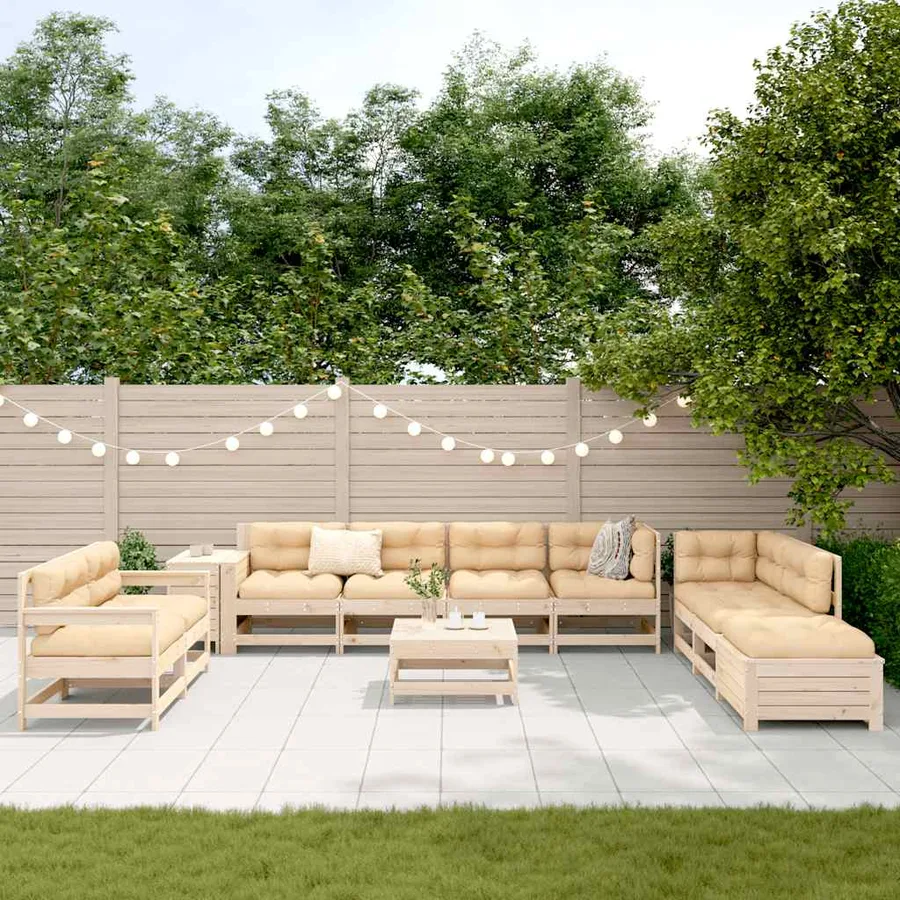 Salon de jardin 11 pcs bois de pin massif - 3