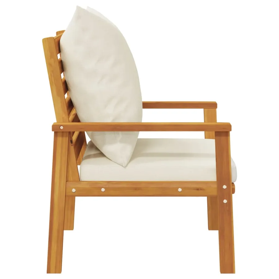 Fauteuil de jardin lot de 2 avec coussin bois massif d'acacia - 7