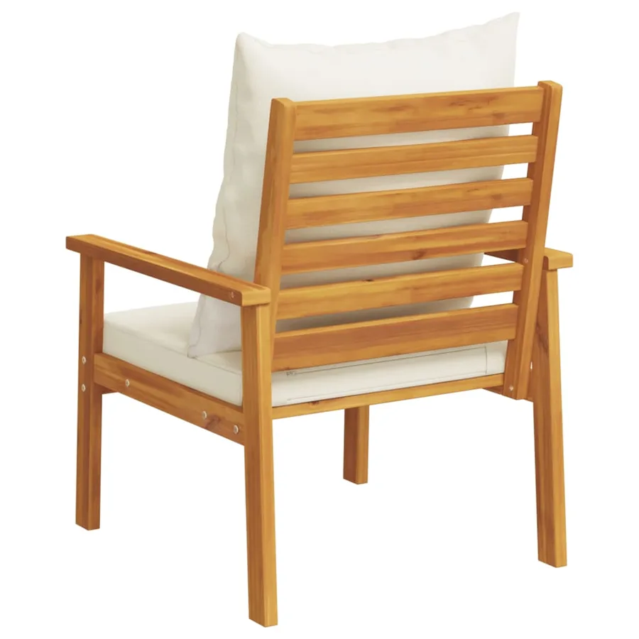 Fauteuil de jardin lot de 2 avec coussin bois massif d'acacia - 8