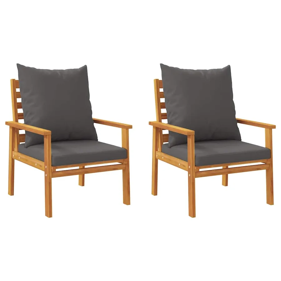 Salon de jardin avec coussins 5 pcs Bois d'acacia solide - 4