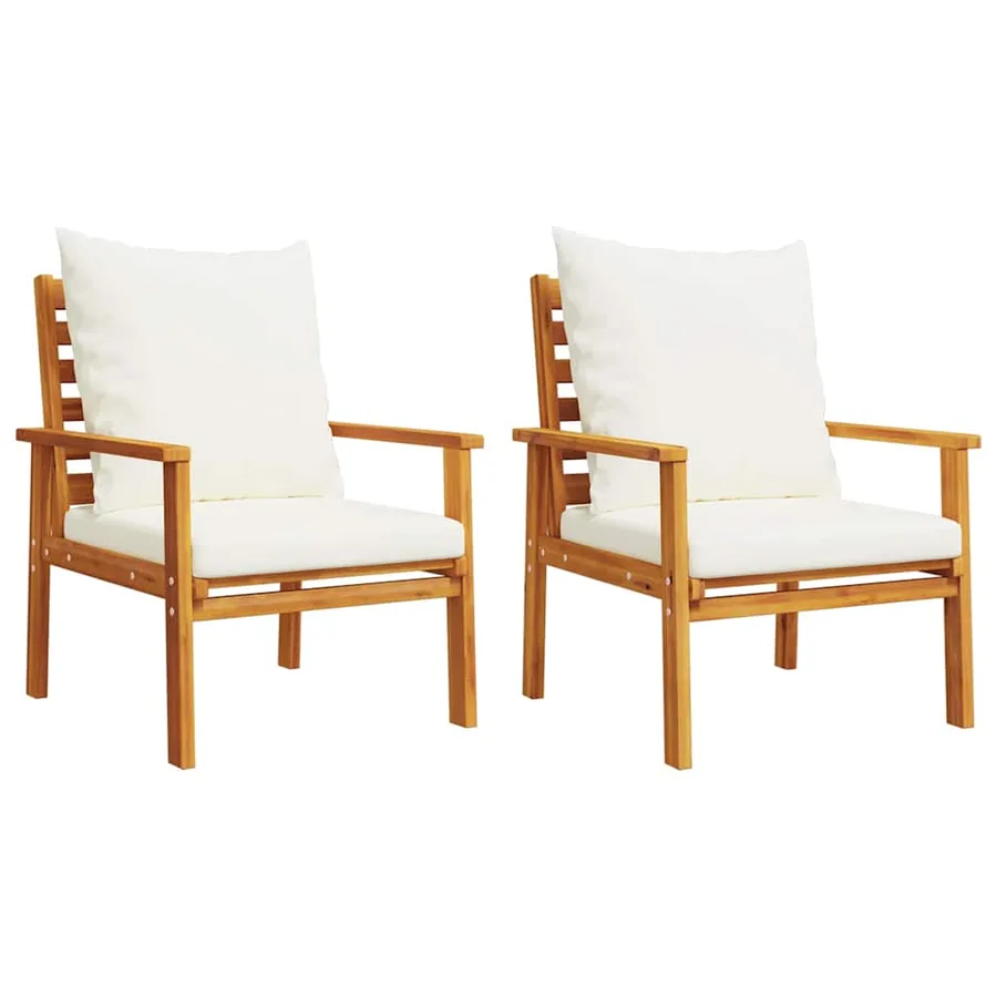 Salon de jardin 3 pcs avec coussins bois massif d'acacia - 4