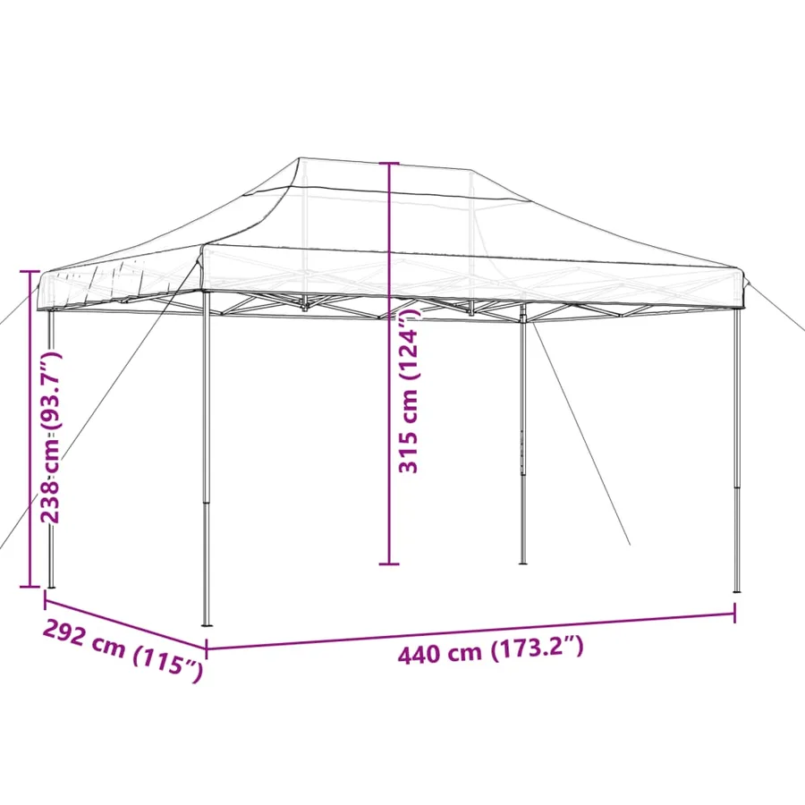 Tente de réception pliable escamotable marron 440x292x315 cm - 9
