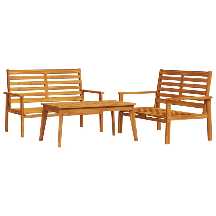 Ensemble de salon de jardin 3 pcs bois d'acacia solide - 2