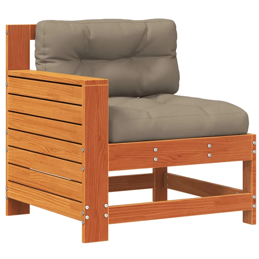 Canapé de jardin accoudoir coussins cire marron bois pin massif - 2