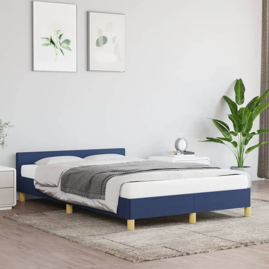 Cadre de lit sans matelas bleu 120x190 cm tissu