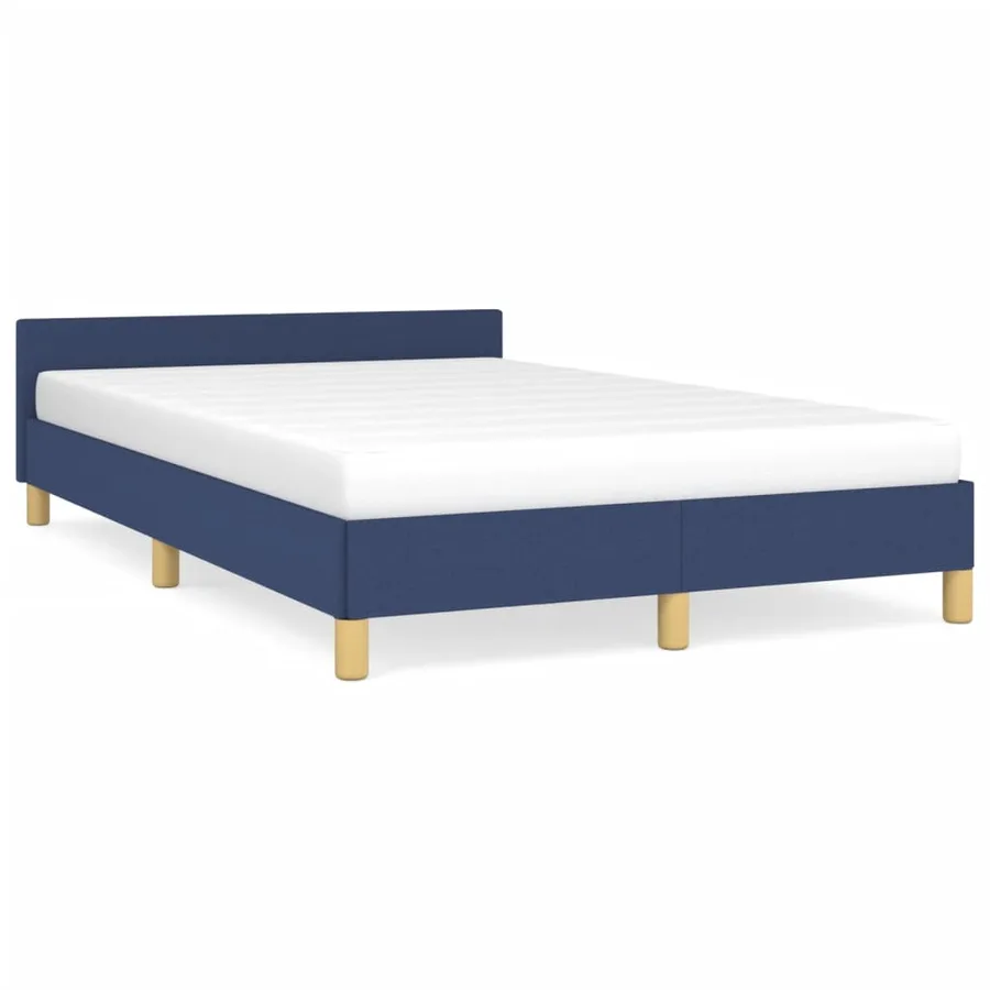 Cadre de lit sans matelas bleu 120x190 cm tissu - 2