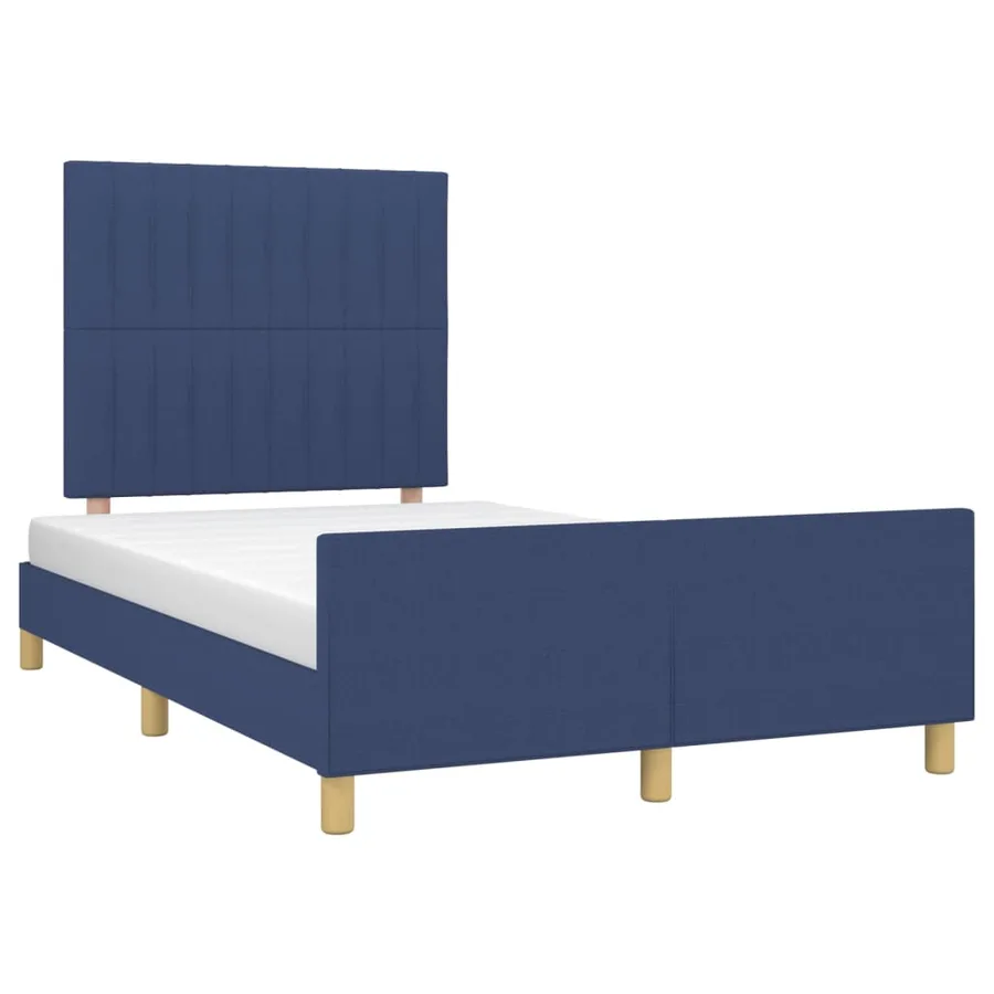 Cadre de lit sans matelas bleu 120x190 cm tissu - 4