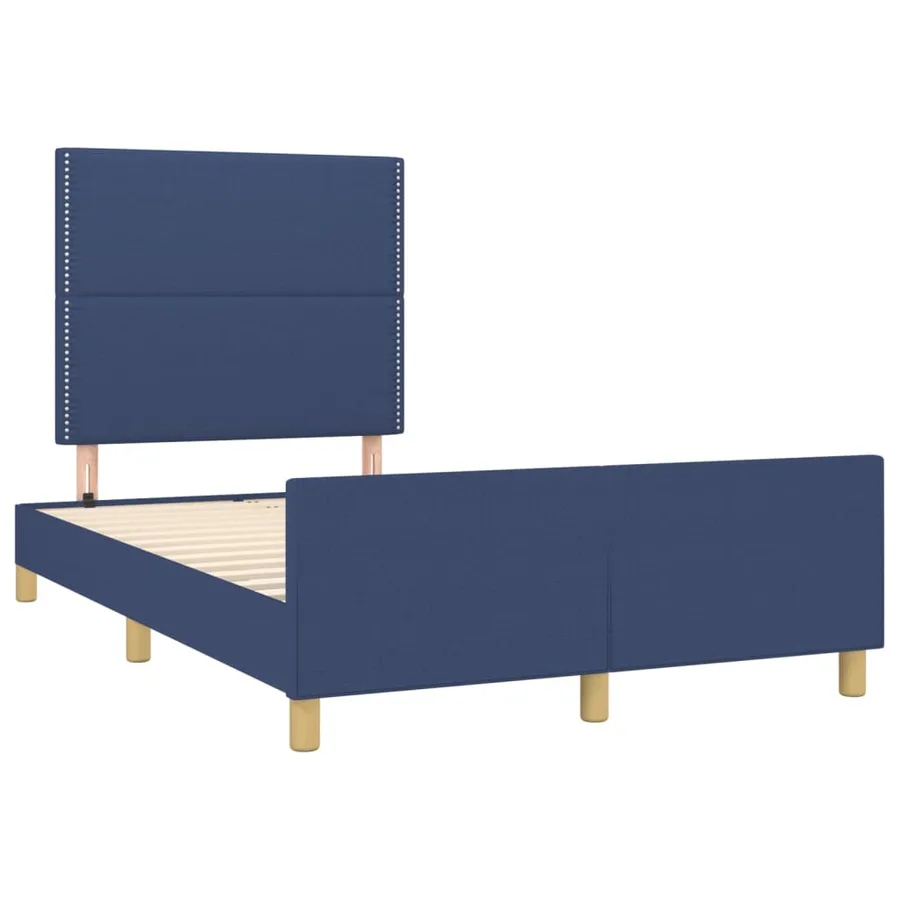 Cadre de lit sans matelas bleu 120x190 cm tissu - 3