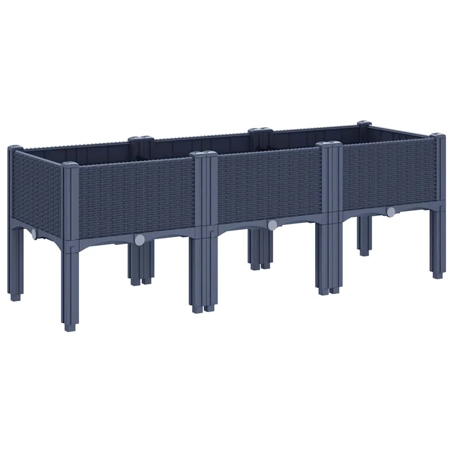 Jardinière avec pieds bleu gris 120x40x42 cm PP - 5