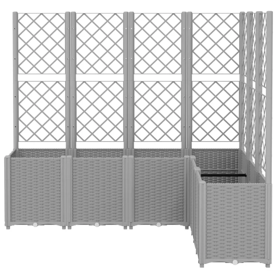 Jardinière avec treillis gris clair 160x120x140 cm PP - 3