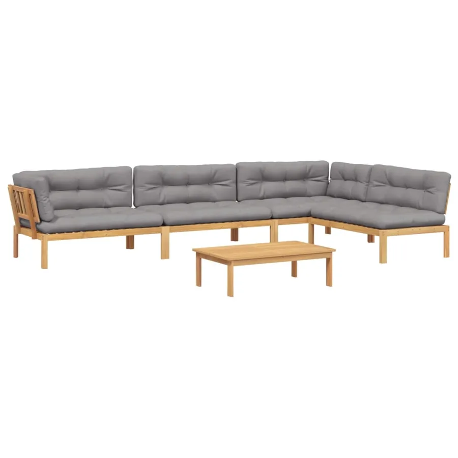 Salon palette de jardin avec coussins 5pcs bois d'acacia massif - 2