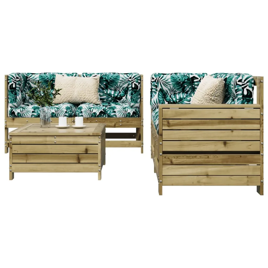 Salon de jardin 5 pcs bois de pin imprégné
