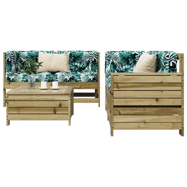 Salon de jardin 5 pcs bois de pin imprégné