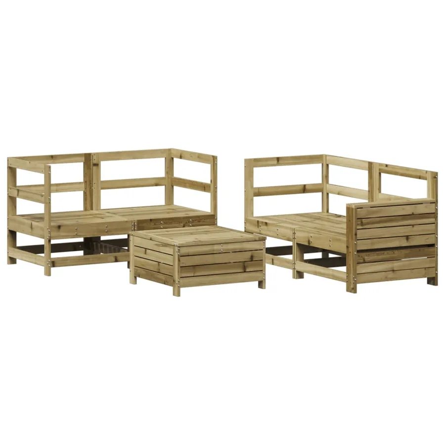 Salon de jardin 5 pcs bois de pin imprégné - 2