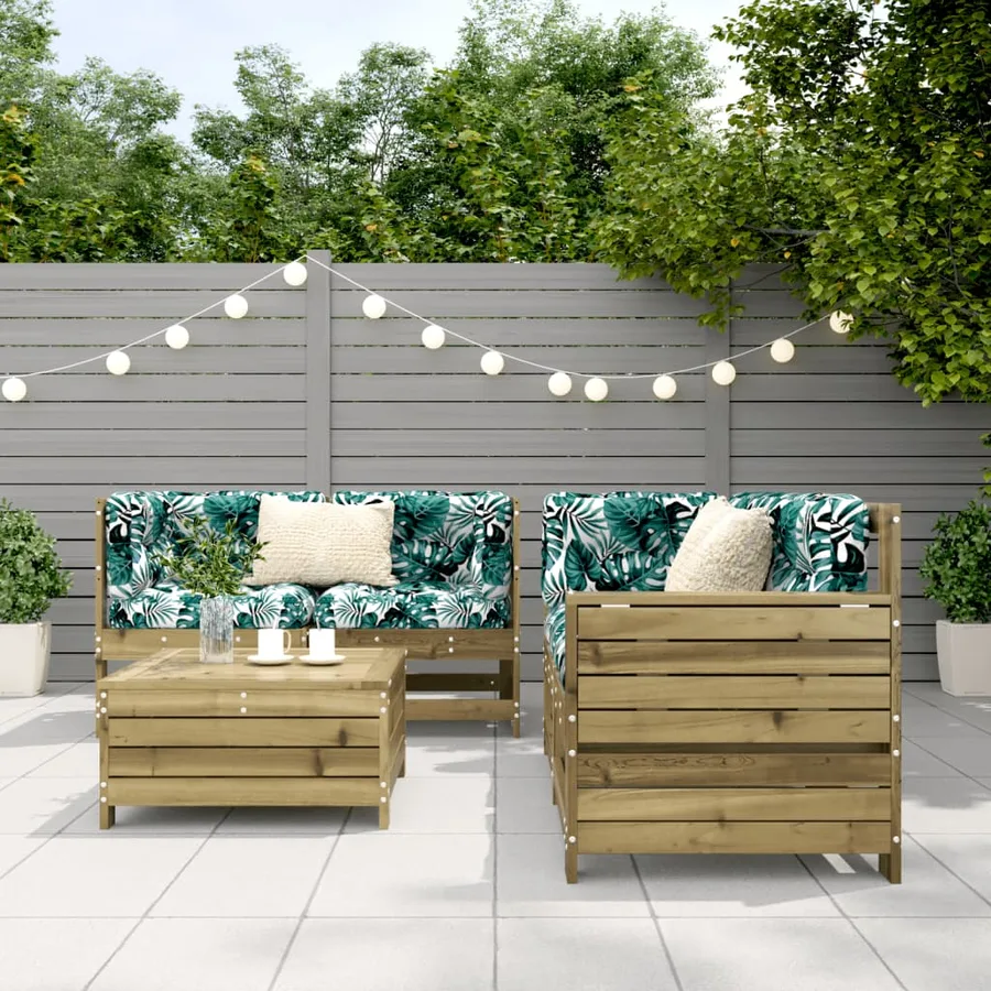 Salon de jardin 5 pcs bois de pin imprégné - 3