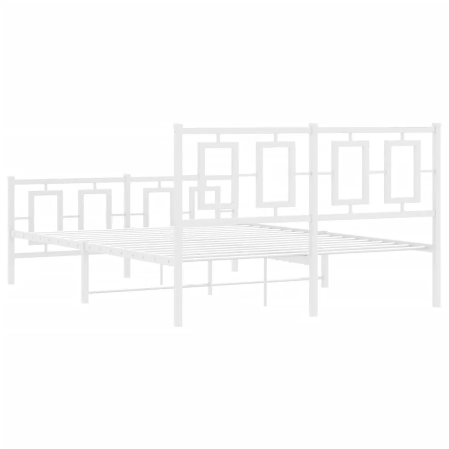 Cadre de lit métal sans matelas et pied de lit blanc 135x190 cm - 7