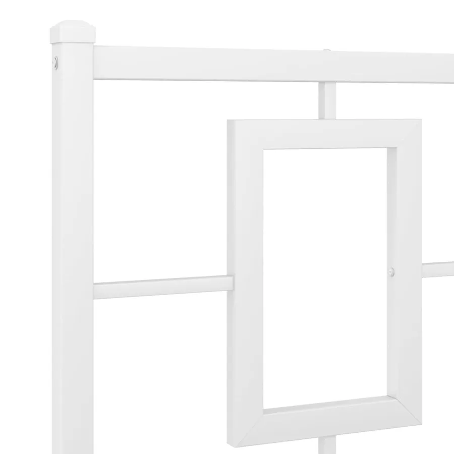 Cadre de lit métal sans matelas et pied de lit blanc 135x190 cm - 8