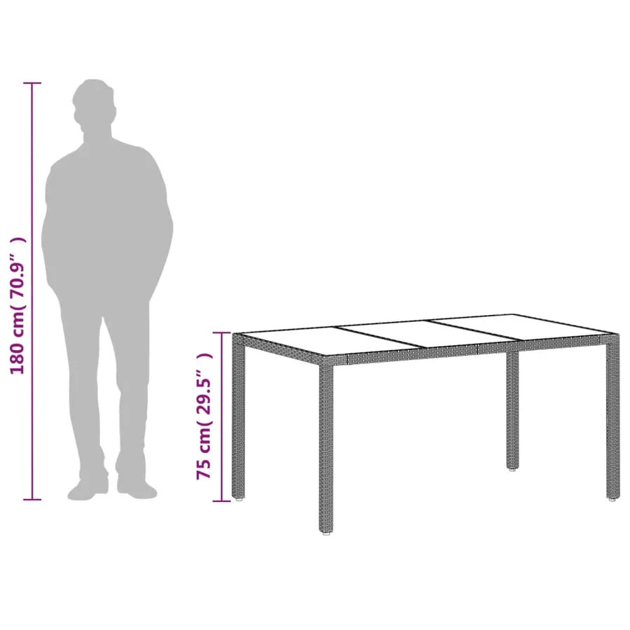 Table de jardin dessus en verre gris clair résine tressée - 12