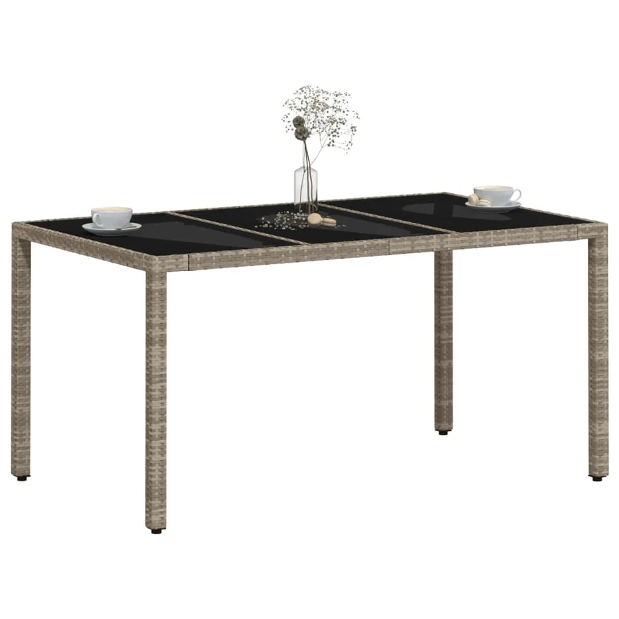 Table de jardin dessus en verre gris clair résine tressée - 4