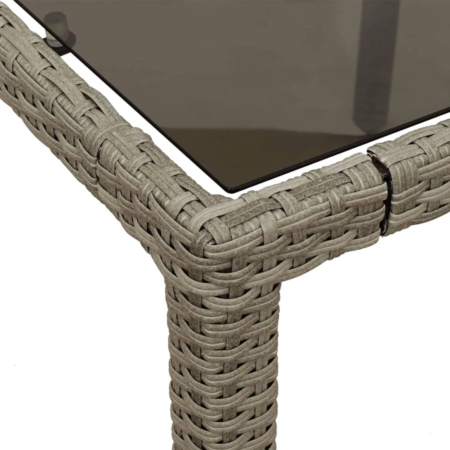 Table de jardin dessus en verre gris clair résine tressée - 9