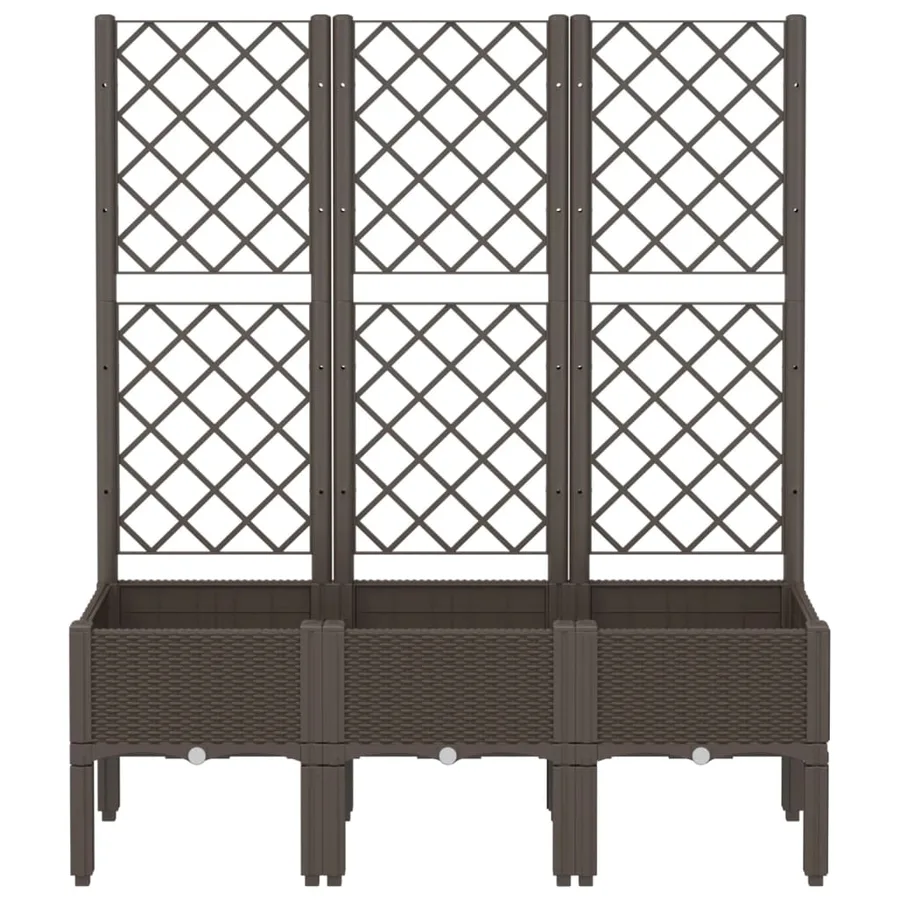 Jardinière avec treillis marron 120x40x142 cm PP - 3