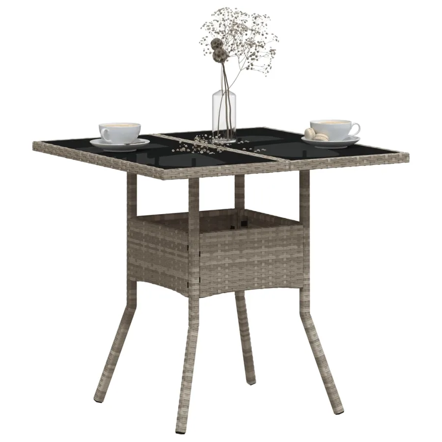 Table de jardin avec dessus en verre gris clair résine tressée - 4
