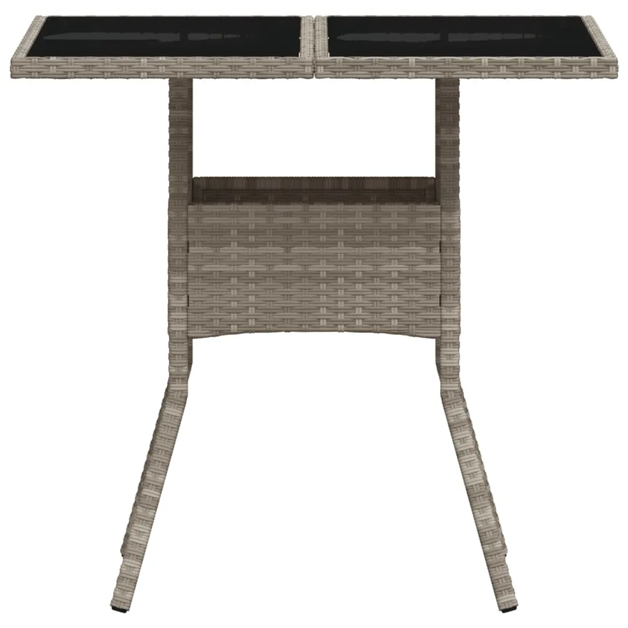 Table de jardin avec dessus en verre gris clair résine tressée - 5