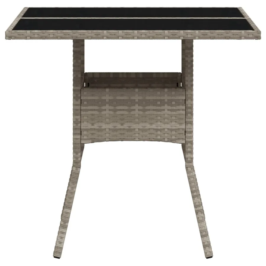 Table de jardin avec dessus en verre gris clair résine tressée - 6